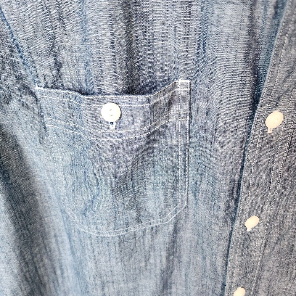Dubinik XL Customized Version Denim Chambray Shirt Blue Long Sleeve Cotton Panda - Picture 5 of 16